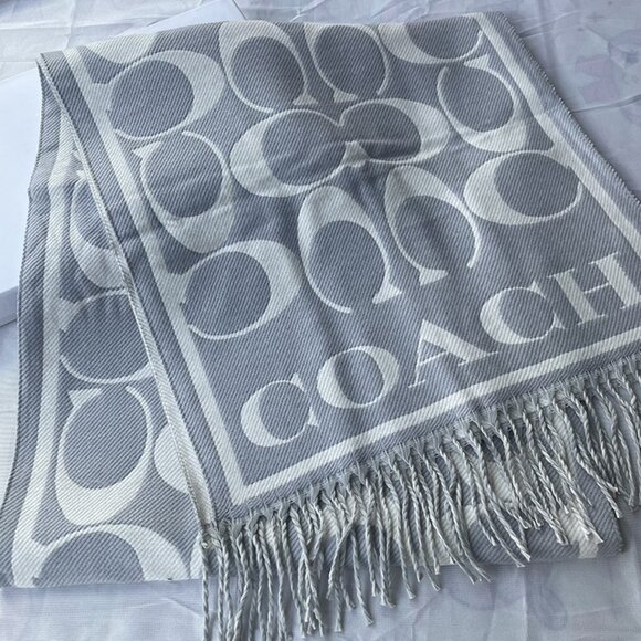 Coach Grey Scarf With Tassels - Picture 1 of 7